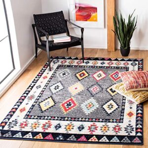 safavieh adirondack collection 8′ x 10′ grey/ivory adr270f boho tribal non-shedding living room bedroom dining home office area rug