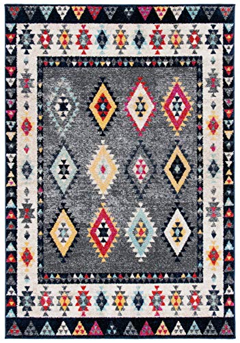 SAFAVIEH Adirondack Collection 8' x 10' Grey/Ivory ADR270F Boho Tribal Non-Shedding Living Room Bedroom Dining Home Office Area Rug