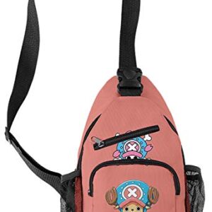 HANDAFA Unisex Single Shoulder Bag Aniem One Piece Cosplay Sling Backpack Casual Daypack(Pink Chopper)