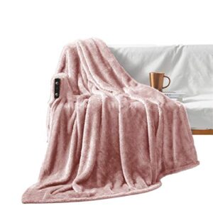 exclusivo mezcla plush extra large fleece throw blanket for couch,bed and sofa (50×70 inches, dusty pink) soft, warm, lightweight