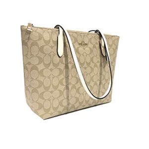 Coach Signature Zip Tote Shoulder Handbag (IM/Light Khaki Chalk)