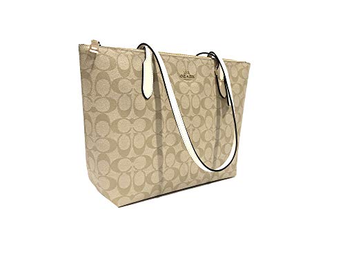 Coach Signature Zip Tote Shoulder Handbag (IM/Light Khaki Chalk)