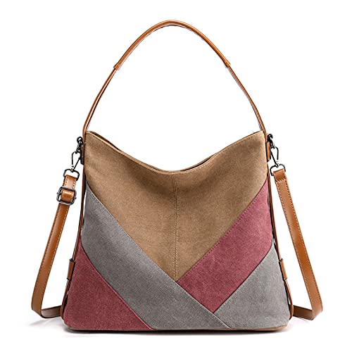 NOTAG Hobo Handbags for Women Canvas Purses and Handbags Large Casual Shoulder Bags with Removable Shoulder Strap (Coffee)