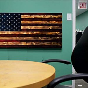 BackYardGamesUSA Premium Wood Wall Art Decor - PATRIOTIC Flags - 24x48 or 12x24, Ready to Hang Home Decor Picture for Living Room (Rustic Wood Flag, 24x48)