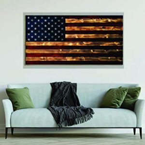 BackYardGamesUSA Premium Wood Wall Art Decor - PATRIOTIC Flags - 24x48 or 12x24, Ready to Hang Home Decor Picture for Living Room (Rustic Wood Flag, 24x48)