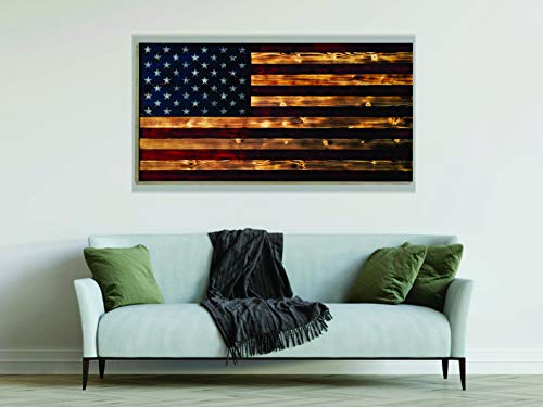 BackYardGamesUSA Premium Wood Wall Art Decor - PATRIOTIC Flags - 24x48 or 12x24, Ready to Hang Home Decor Picture for Living Room (Rustic Wood Flag, 24x48)