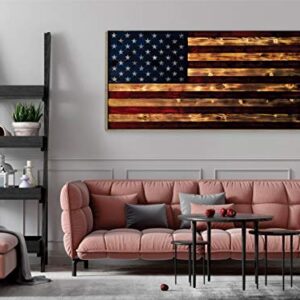 BackYardGamesUSA Premium Wood Wall Art Decor - PATRIOTIC Flags - 24x48 or 12x24, Ready to Hang Home Decor Picture for Living Room (Rustic Wood Flag, 24x48)