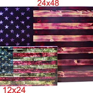 BackYardGamesUSA Premium Wood Wall Art Decor - PATRIOTIC Flags - 24x48 or 12x24, Ready to Hang Home Decor Picture for Living Room (Rustic Wood Flag, 24x48)