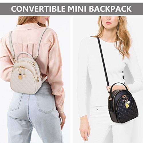 Mini Backpack Purse,VONXURY Fashion Small Leather Quilt Backpack Convertible Casual Travel Daypack for Women Ladies Girls