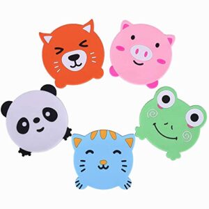 5pcs cute animals silicone coasters creative coffee drink cup mat sets for drinks anti-skid beverage holder pad chic for office home bar accessories home kitchen decor gifts