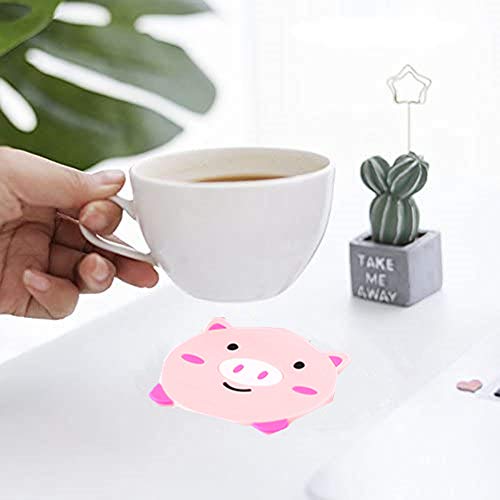 5Pcs Cute Animals Silicone Coasters Creative Coffee Drink Cup Mat Sets for Drinks Anti-Skid Beverage Holder Pad Chic for Office Home Bar Accessories Home Kitchen Decor Gifts