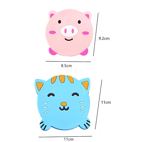 5Pcs Cute Animals Silicone Coasters Creative Coffee Drink Cup Mat Sets for Drinks Anti-Skid Beverage Holder Pad Chic for Office Home Bar Accessories Home Kitchen Decor Gifts