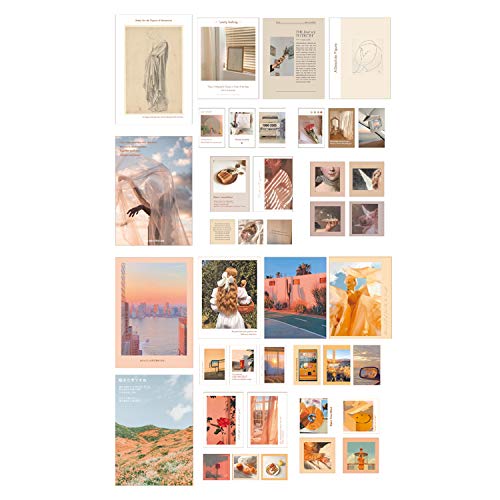 ANIUHL Wall Collage Kit Aesthetic Art Pictures Small Posters Prints for Bedroom Dorm Decor, Include 48pcs Self-adhesive Dots(Set of 40)