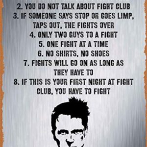 Unidwod Fight Club Rules Quotes On Metal 8 x 12 Inches - Vintage Metal Tin Sign for Home Bar Pub Garage Decor Gifts