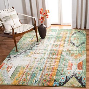 safavieh madison collection 4′ x 6′ green / orange mad422y boho chic tribal distressed non-shedding living room bedroom accent rug