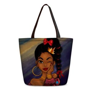 african american women tote bag shoulder handbag for work travel business beach shopping school gift bag