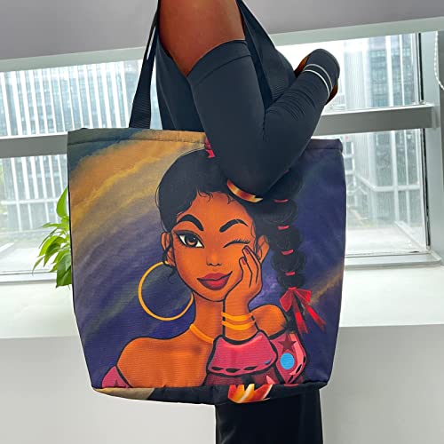 African American Women Tote Bag Shoulder Handbag For Work Travel Business Beach Shopping School Gift Bag