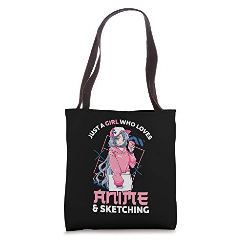 Anime Girl Just A Girl Who Loves Anime and Sketching Drawing Tote Bag