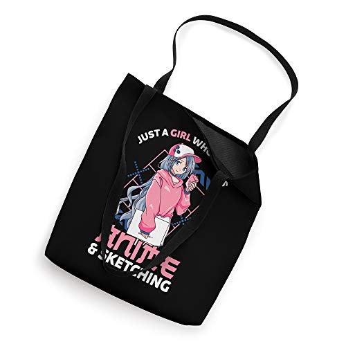 Anime Girl Just A Girl Who Loves Anime and Sketching Drawing Tote Bag