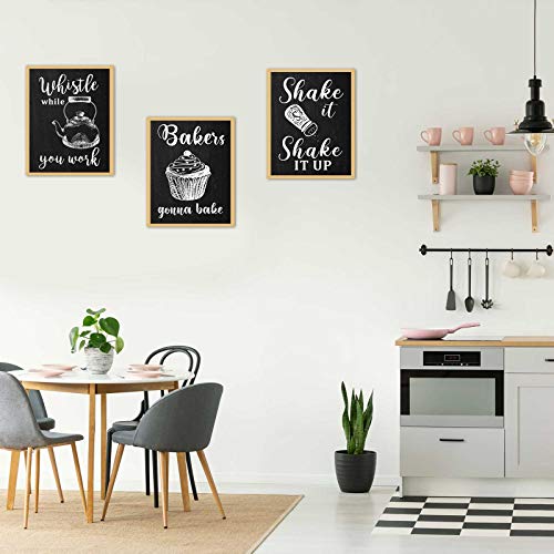 Zonon 9 Pieces Kitchen Wall Posters Funny Farmhouse Kitchenware with Sayings Posters Decor with 40 Glue Point Dots for Restaurant Cafe Bar Kitchen Dinning Room Decorations (Black,11 x 14 Inch)