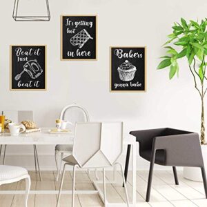 Zonon 9 Pieces Kitchen Wall Posters Funny Farmhouse Kitchenware with Sayings Posters Decor with 40 Glue Point Dots for Restaurant Cafe Bar Kitchen Dinning Room Decorations (Black,11 x 14 Inch)