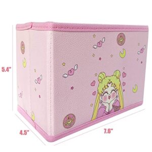 NocksyDecal Sailor Girl Storage Bins Set, Anime Cartoon Storage Box Pink Cute Storage Cube Basket Bin Organizer, Desk Organizer for Office Bedroom Home, Closet (3Pcs/Set)