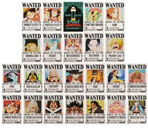 xiumui op pirate anime wanted poster 28.5cm×19.5cm, new edition, zorro, luffy, 1.5 billion, set of 24