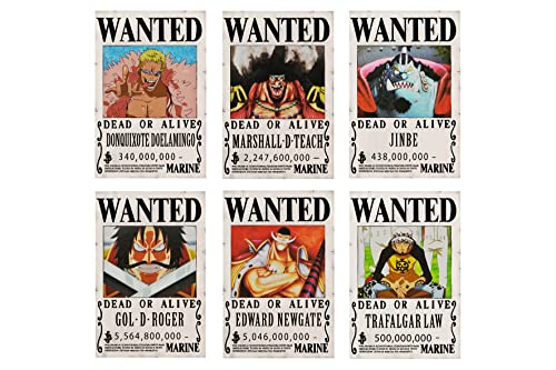 Xiumui OP Pirate Anime Wanted Poster 28.5cm×19.5cm, New Edition, Zorro, Luffy, 1.5 billion, Set of 24