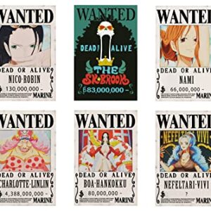 Xiumui OP Pirate Anime Wanted Poster 28.5cm×19.5cm, New Edition, Zorro, Luffy, 1.5 billion, Set of 24