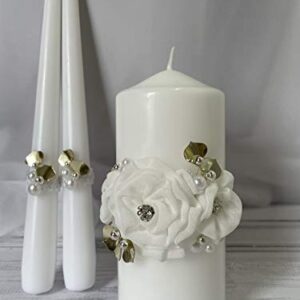 Magik Life Unity Candle Set for Wedding - Wedding décor - Decorative Candles Pillar - Candle Sets - 6 Inch Pillar and 2 10 Inch Tapers - Unity Candle