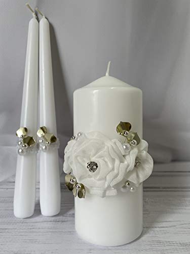 Magik Life Unity Candle Set for Wedding - Wedding décor - Decorative Candles Pillar - Candle Sets - 6 Inch Pillar and 2 10 Inch Tapers - Unity Candle