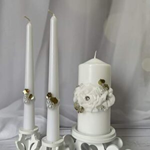 Magik Life Unity Candle Set for Wedding - Wedding décor - Decorative Candles Pillar - Candle Sets - 6 Inch Pillar and 2 10 Inch Tapers - Unity Candle