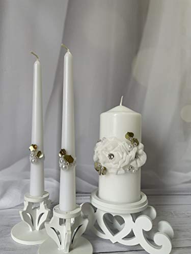 Magik Life Unity Candle Set for Wedding - Wedding décor - Decorative Candles Pillar - Candle Sets - 6 Inch Pillar and 2 10 Inch Tapers - Unity Candle