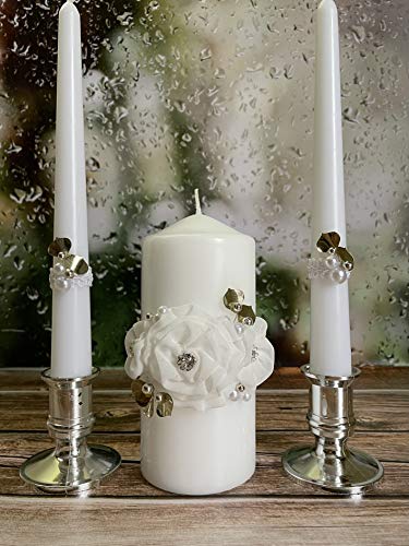 Magik Life Unity Candle Set for Wedding - Wedding décor - Decorative Candles Pillar - Candle Sets - 6 Inch Pillar and 2 10 Inch Tapers - Unity Candle