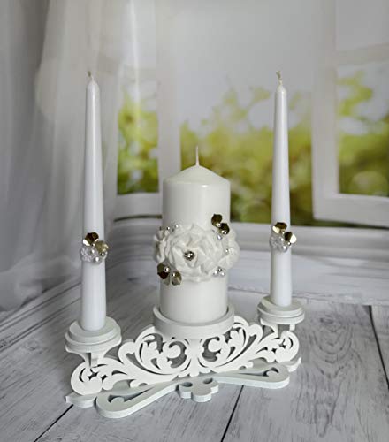 Magik Life Unity Candle Set for Wedding - Wedding décor - Decorative Candles Pillar - Candle Sets - 6 Inch Pillar and 2 10 Inch Tapers - Unity Candle