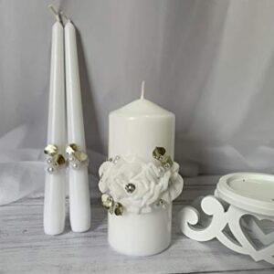 Magik Life Unity Candle Set for Wedding - Wedding décor - Decorative Candles Pillar - Candle Sets - 6 Inch Pillar and 2 10 Inch Tapers - Unity Candle