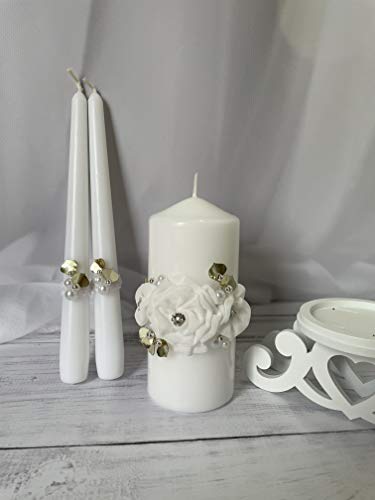 Magik Life Unity Candle Set for Wedding - Wedding décor - Decorative Candles Pillar - Candle Sets - 6 Inch Pillar and 2 10 Inch Tapers - Unity Candle