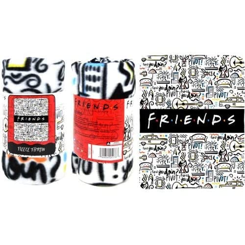 The Northwest Company Friends Fleece Throw Blanket - Friends TV Show How You Doin' & Pivot NYC Fleece Throw Blanket, Soft and Cozy Lightweight Plush Fabric Bed Cover and Room Décor - Size 45"x 60"