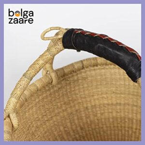 Bolga Zaare Market Basket, Handmade in Ghana by Women Artisans, Natural, LARGE/SMALL COMBO (2 baskets)