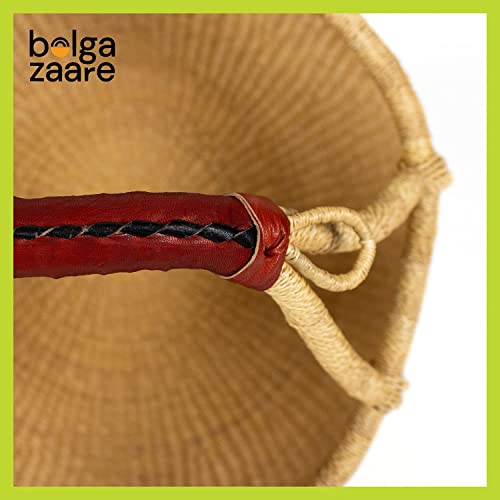 Bolga Zaare Market Basket, Handmade in Ghana by Women Artisans, Natural, LARGE/SMALL COMBO (2 baskets)