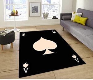champion rugs vintage lucky man cave ranch garage metal signs ace of spades area rug (5’ 3” x 7’ 5”)
