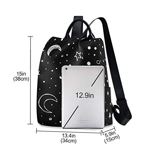 ALAZA Doodle Night Sky Moon Stars Backpack for Daily Shopping Travel