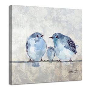 woxfcart bird canvas wall art blue gray pictures decor for bathroom 13.5″x13.5″