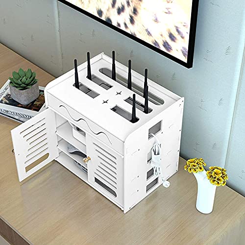 WiFi Router Storage Box, Cable Management Boxes, Wall Hanging Router Decorative Box, Hide Box for Router Cable Organizer Power Charger Storage Organizer Hide Box, Decorative Box… (36×26.5×27 cm)