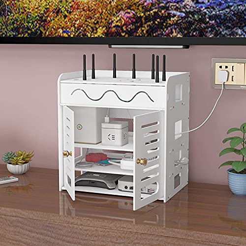 WiFi Router Storage Box, Cable Management Boxes, Wall Hanging Router Decorative Box, Hide Box for Router Cable Organizer Power Charger Storage Organizer Hide Box, Decorative Box… (36×26.5×27 cm)