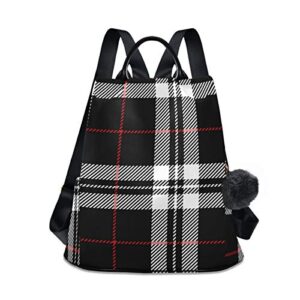alaza blackwhite and red tartan plaid scottish backpack purse with adjustable straps for woman ladies
