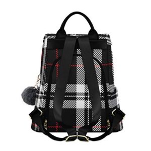 ALAZA Blackwhite And Red Tartan Plaid Scottish Backpack Purse with Adjustable Straps for Woman Ladies