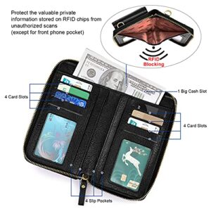 S-ZONE Women RFID Blocking Small Crossbody Cell Phone Purse Bag Vegan Leather Wristlet Wallet