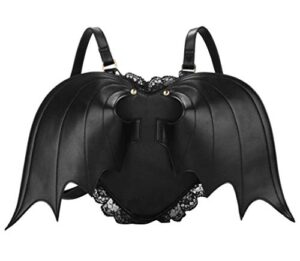 women girl punk backpack novelty bat wing daypack purse gothic lace shoulder bag heart lolita bag