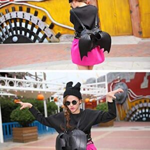 Women Girl Punk Backpack Novelty Bat Wing Daypack Purse Gothic Lace Shoulder Bag Heart Lolita Bag